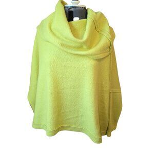 Free People Chartreuse Cowl Neck Oversized Fleece Knit Sweater XS